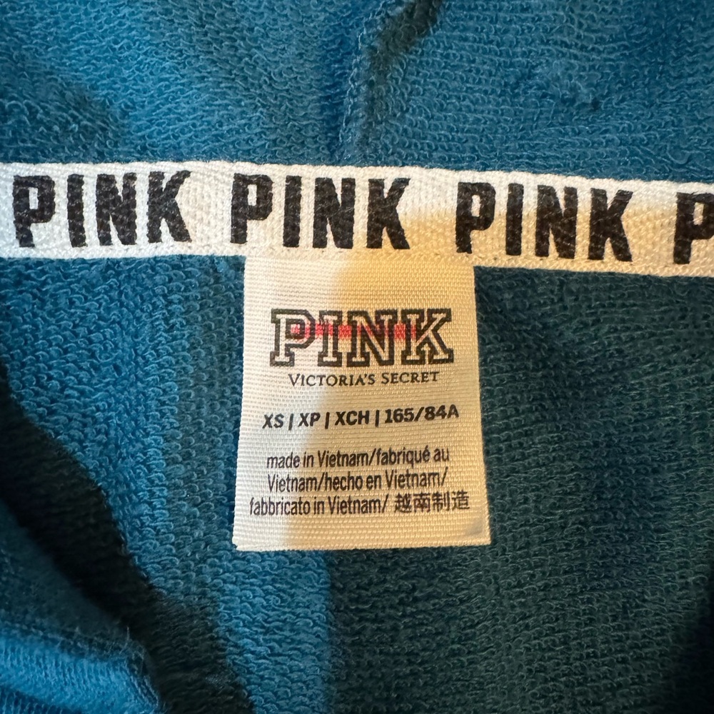 PINK VS Teal Lace Up Hooded Sweatshirt - Picture 2 of 13